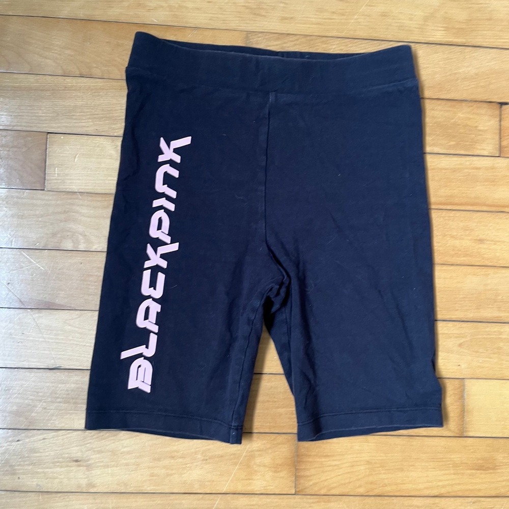 Blackpink H&M Divided Black Biker Shorts Pink Graphic Logo K-Pop Merch Small